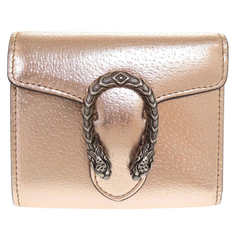 GUCCI Tri-fold wallet 627073 leather Pink gold Dionysus