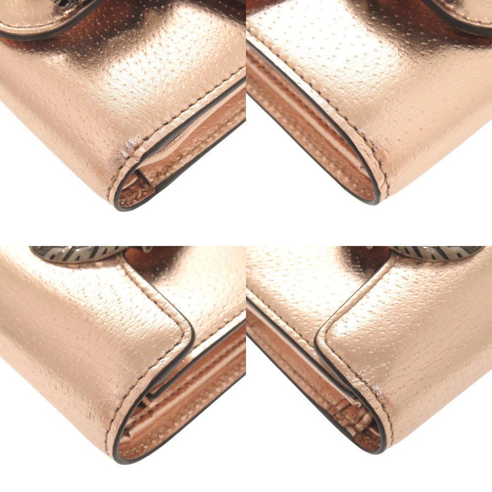 GUCCI Tri-fold wallet 627073 leather Pink gold Dionysus