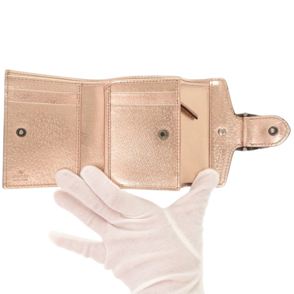 GUCCI Tri-fold wallet 627073 leather Pink gold Dionysus