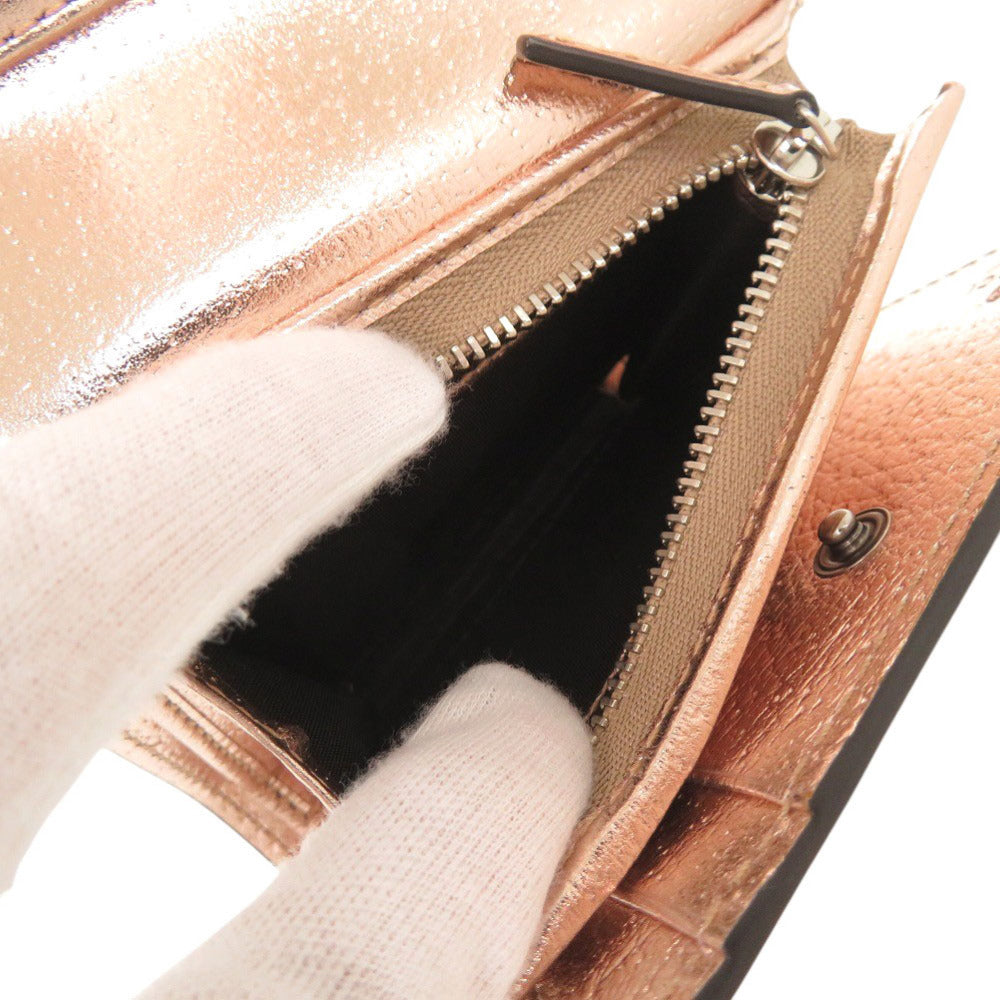 GUCCI Tri-fold wallet 627073 leather Pink gold Dionysus