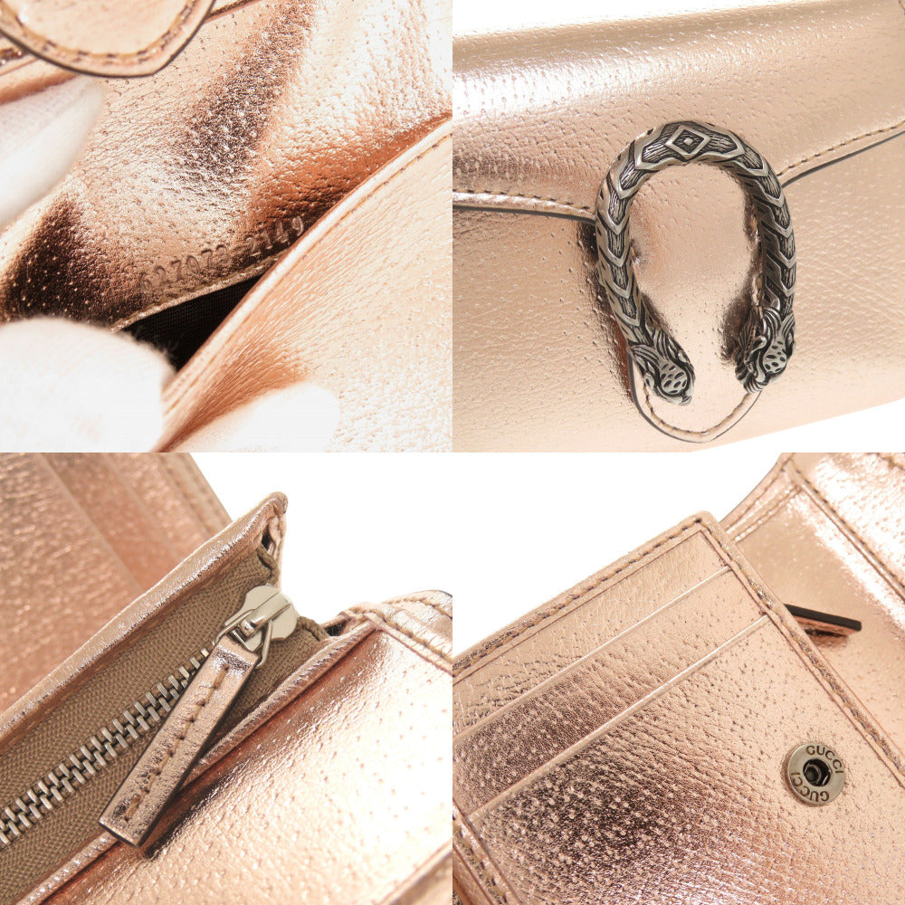 GUCCI Tri-fold wallet 627073 leather Pink gold Dionysus