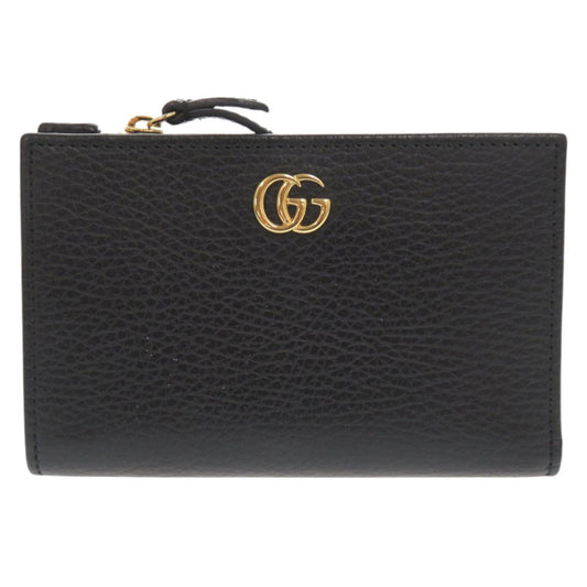 GUCCI Bifold Wallet 546588 leather black GG Marmont Double G