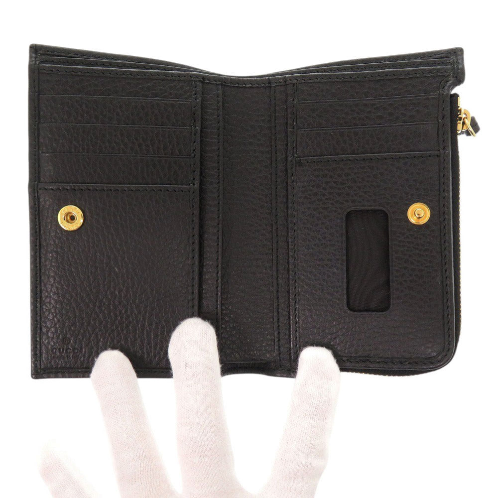 GUCCI Bifold Wallet 546588 leather black GG Marmont Double G