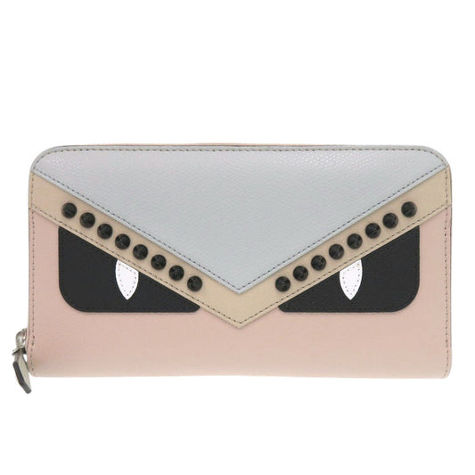 FENDI Long Wallet Purse 8M0299 leather Light pink Bugs monster
