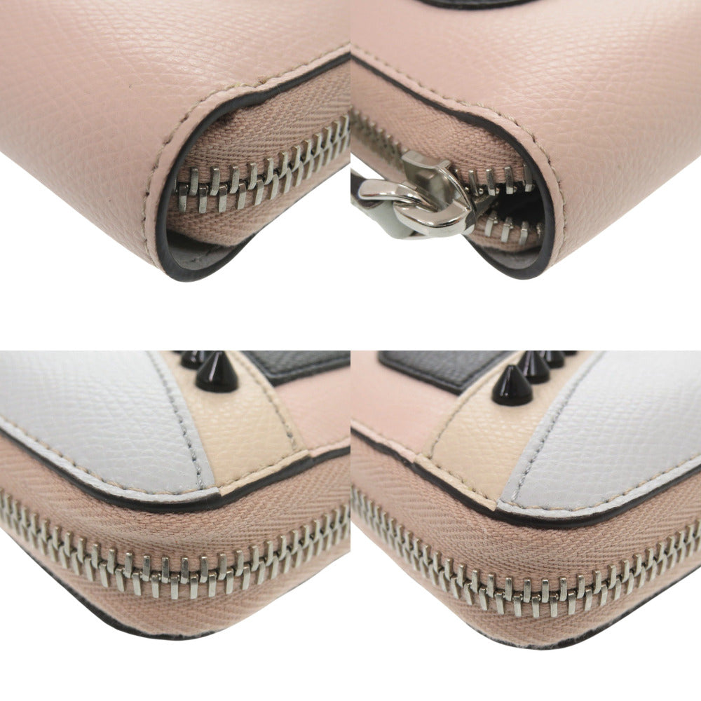 FENDI Long Wallet Purse 8M0299 leather Light pink Bugs monster