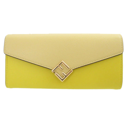 FENDI Long Wallet Purse 8M0251 leather yellow FF Diamond