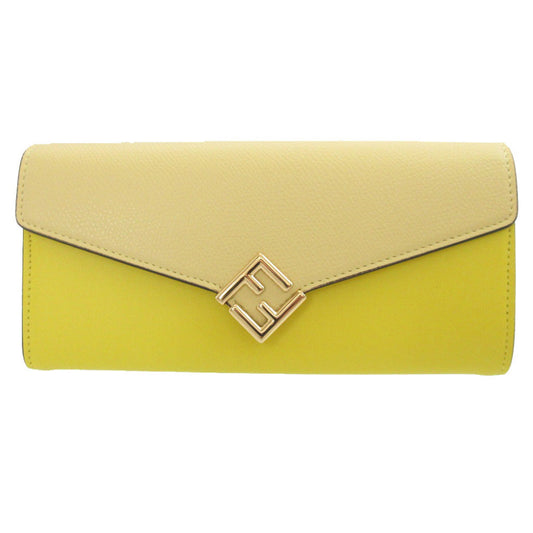 FENDI Long Wallet Purse 8M0251 leather yellow FF Diamond