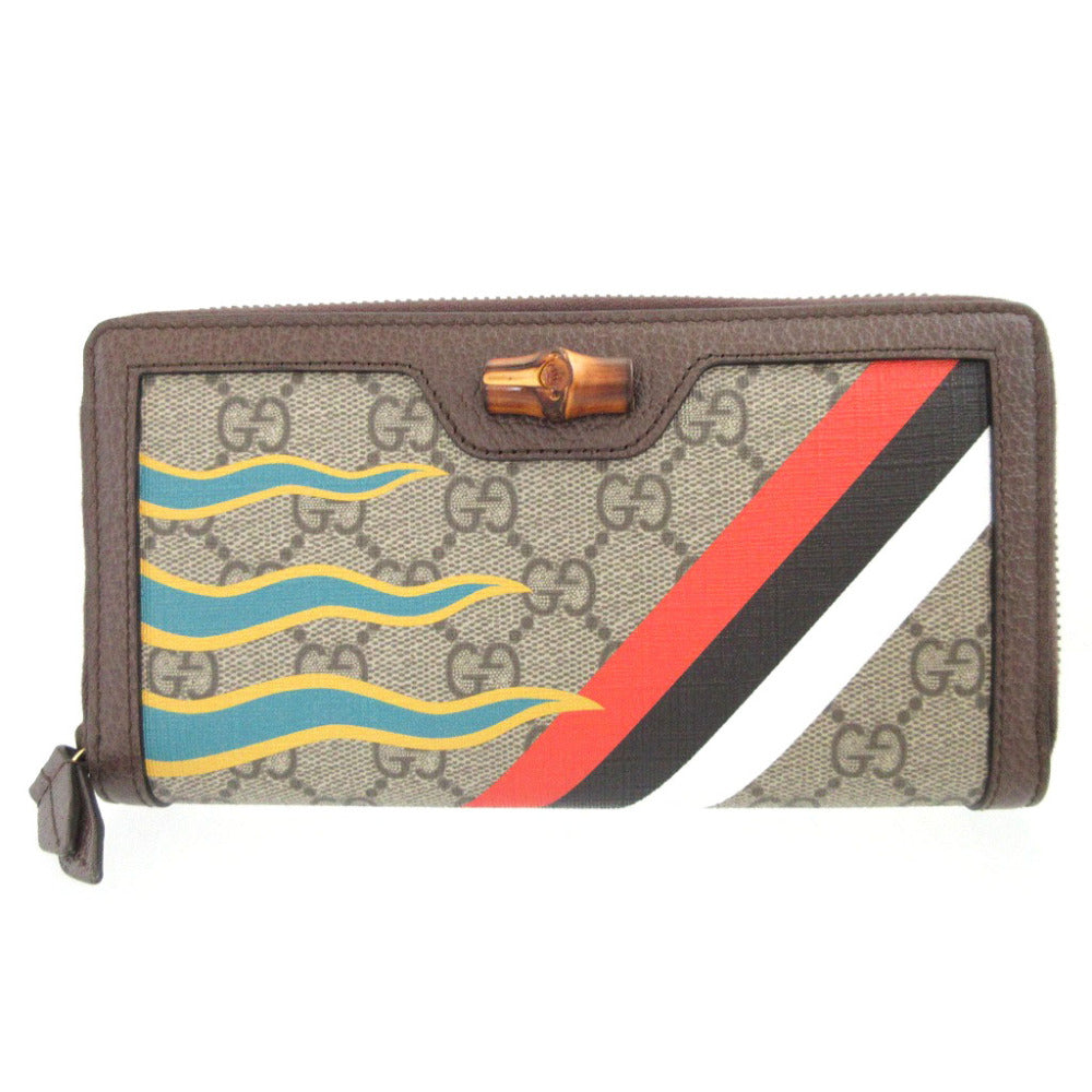 GUCCI Long Wallet Purse 658634 GG Supreme, Leather beige Diana Bamboo