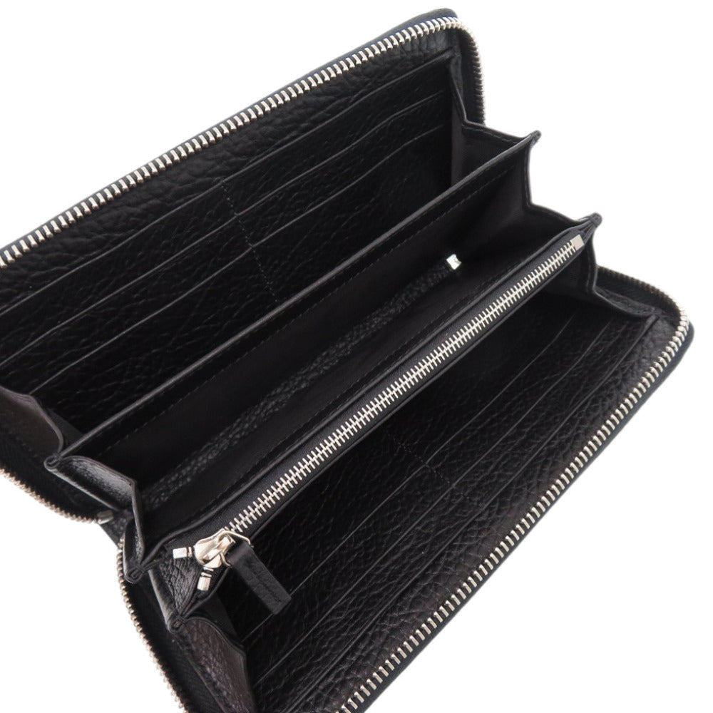 GUCCI Long Wallet Purse 625558 Grain leather black Double G embossed