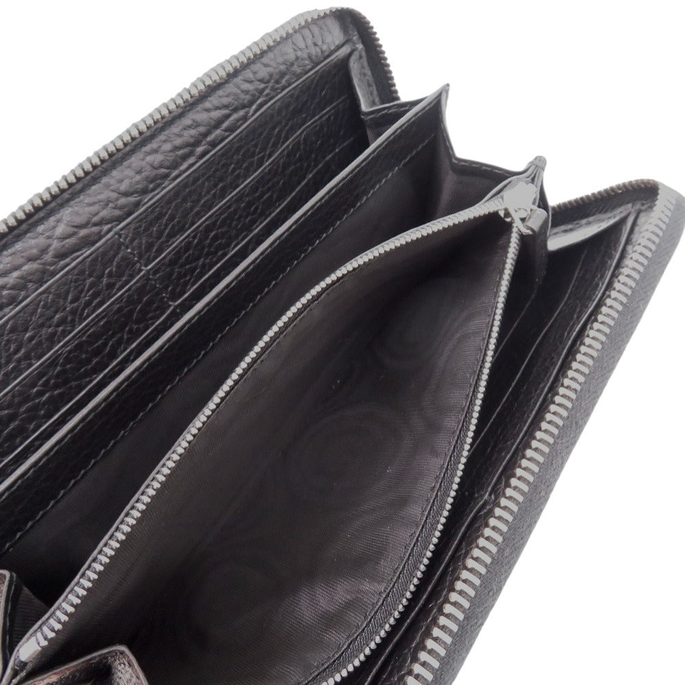 GUCCI Long Wallet Purse 625558 Grain leather black Double G embossed