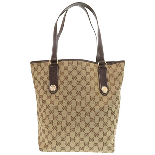 GUCCI Tote Bag 153009 GG canvas, leather Brown Women Used Authentic