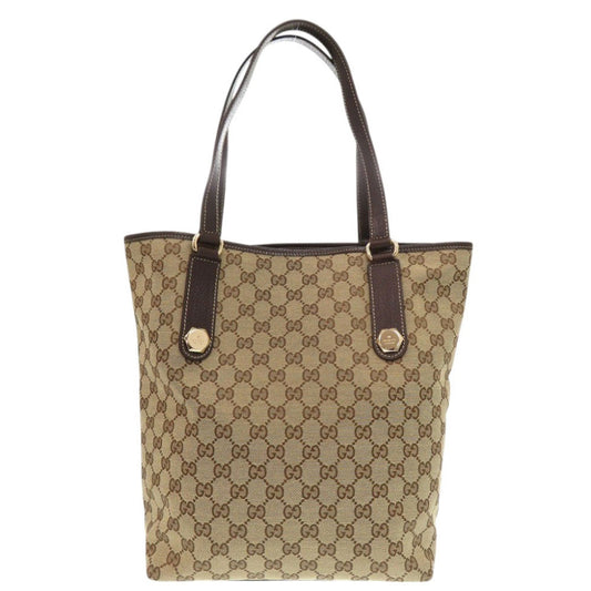 GUCCI Tote Bag 153009 GG canvas, leather Brown Women Used Authentic
