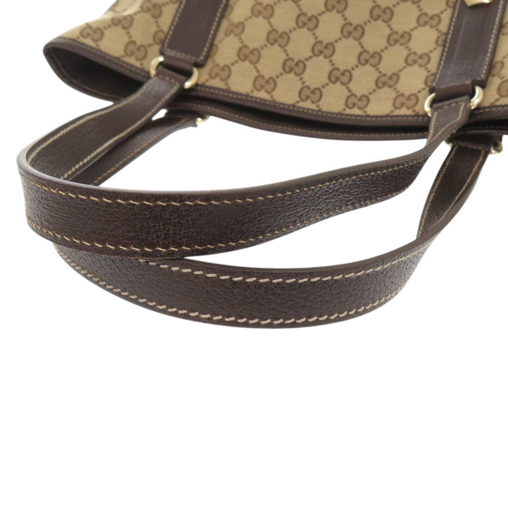 GUCCI Tote Bag 153009 GG canvas, leather Brown Women Used Authentic