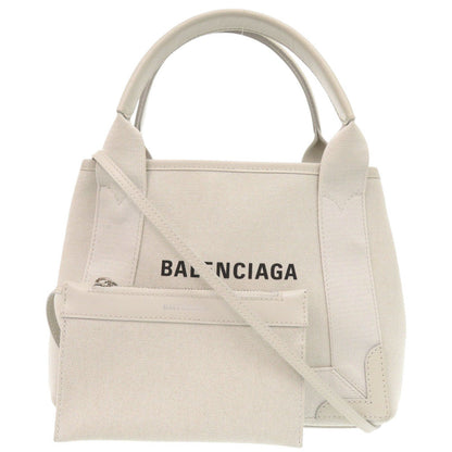 BALENCIAGA Handbag 390346 canvas white Navy Kabas XS