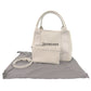 BALENCIAGA Handbag 390346 canvas white Navy Kabas XS