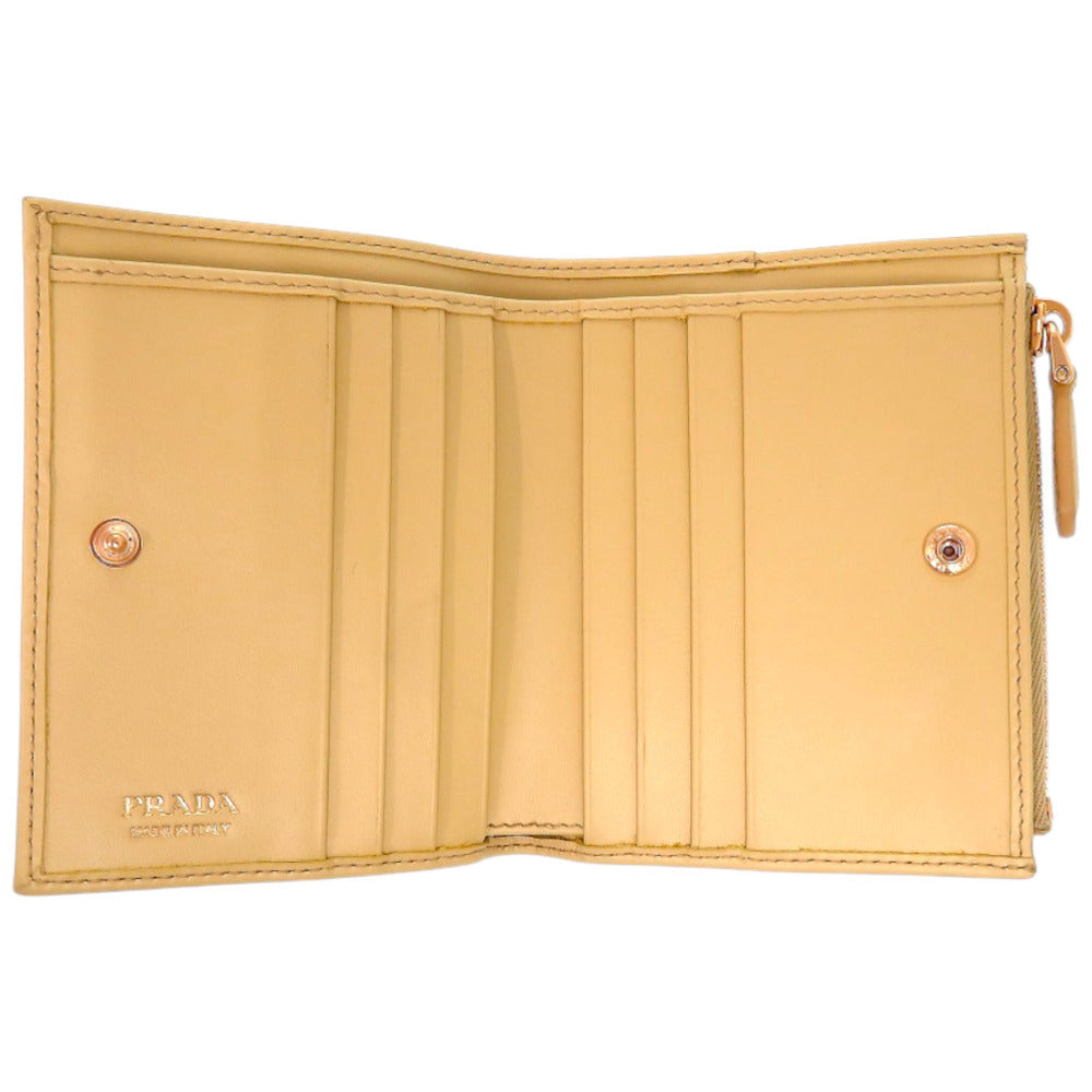 PRADA Bifold Wallet 1ML050_QHH_F0032 Cowhide yellow saffiano triangle