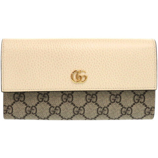 GUCCI Long Wallet Purse 456116 17WAG 9096 GG Supreme canvas, leather beige