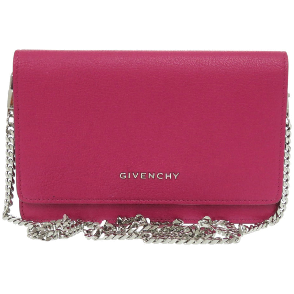BALENCIAGA Long Wallet Purse leather Magenta Pandora Chain Wallet