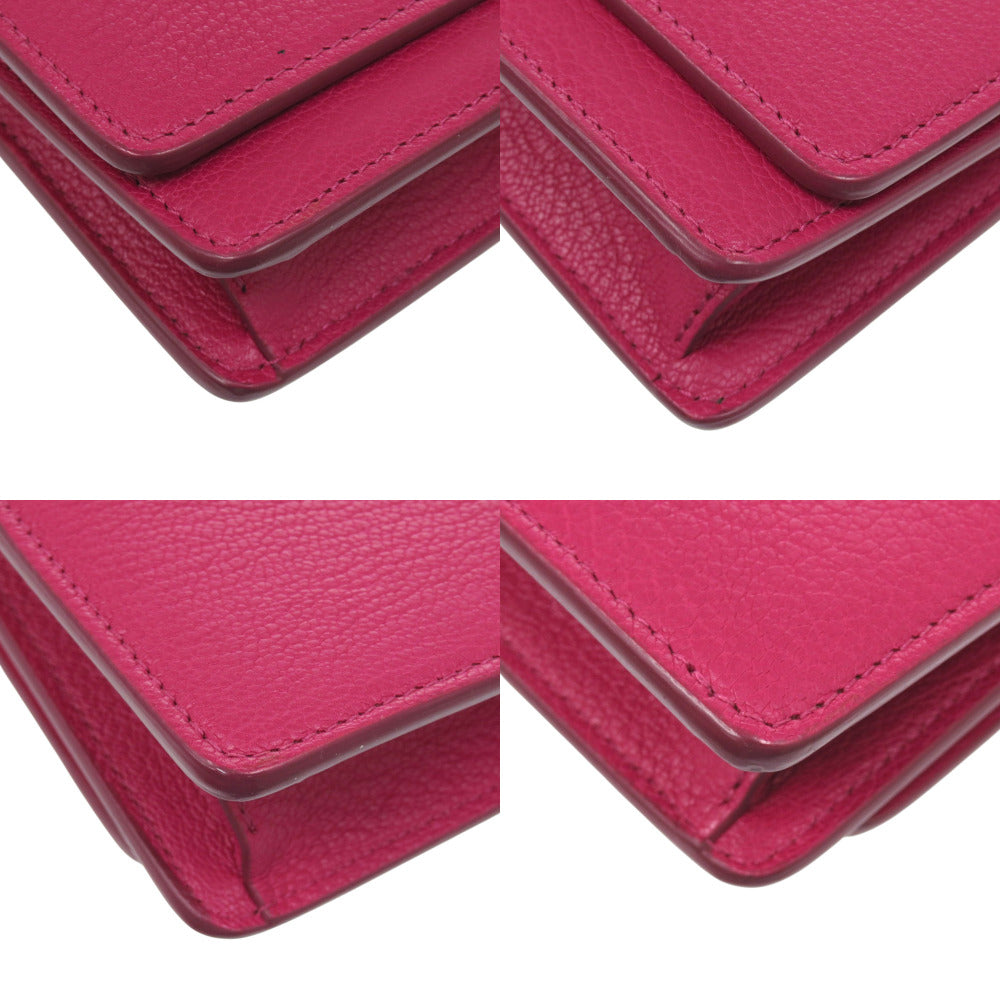 BALENCIAGA Long Wallet Purse leather Magenta Pandora Chain Wallet