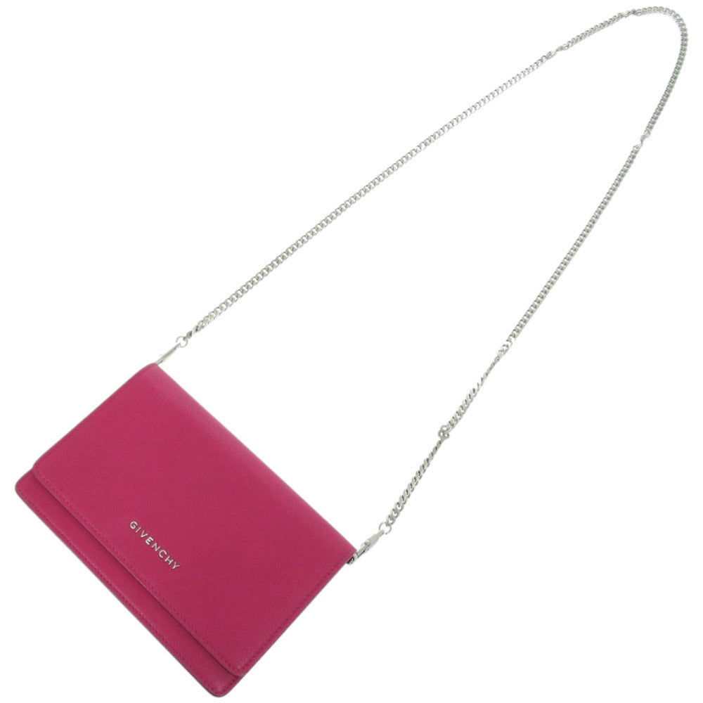 BALENCIAGA Long Wallet Purse leather Magenta Pandora Chain Wallet