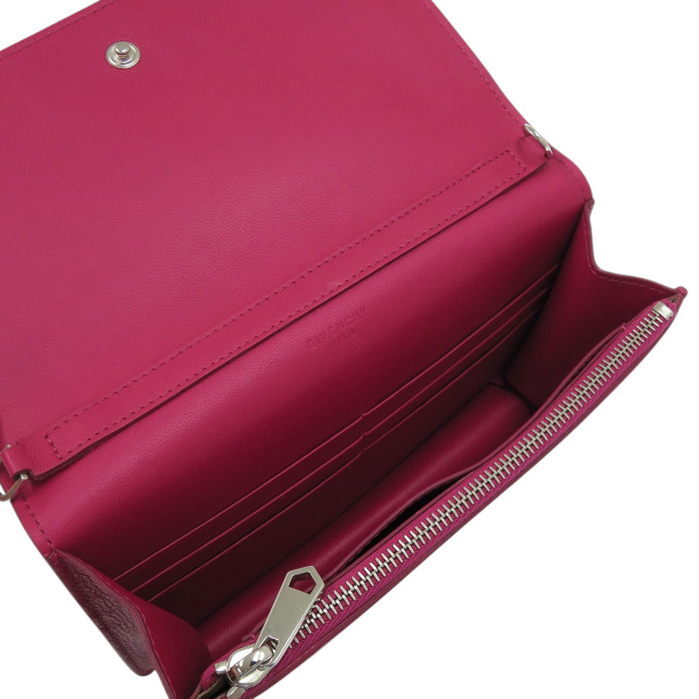 BALENCIAGA Long Wallet Purse leather Magenta Pandora Chain Wallet