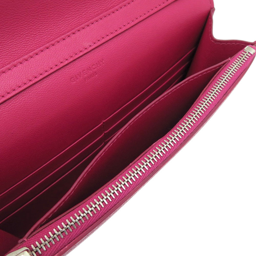 BALENCIAGA Long Wallet Purse leather Magenta Pandora Chain Wallet
