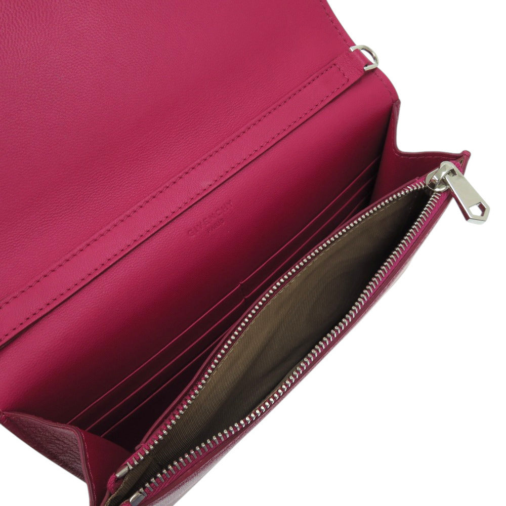 BALENCIAGA Long Wallet Purse leather Magenta Pandora Chain Wallet