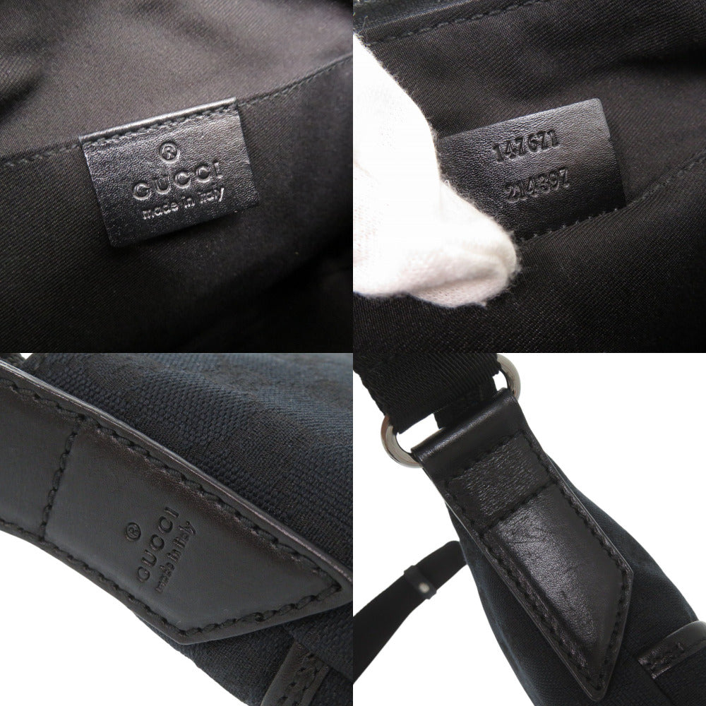GUCCI Shoulder Bag 147671 GG canvas, leather black