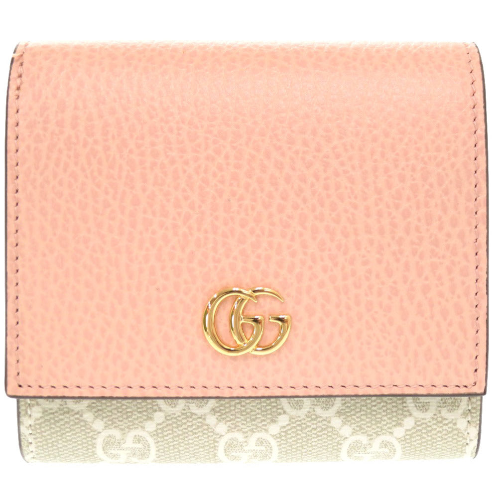 GUCCI Bifold Wallet 598587 GG Supreme, Leather beige GG Marmont Compact wallet
