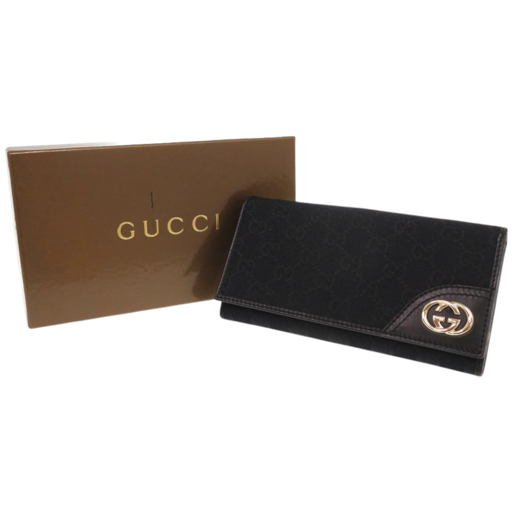GUCCI Long Wallet Purse 181593 GG canvas black Interlocking G