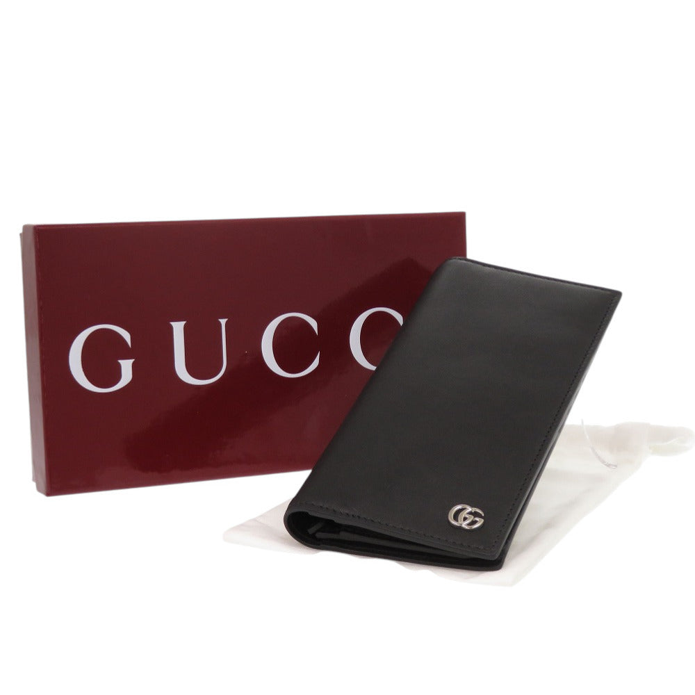 GUCCI Long Wallet Purse 835054 Grain leather black Double G Long Wallet