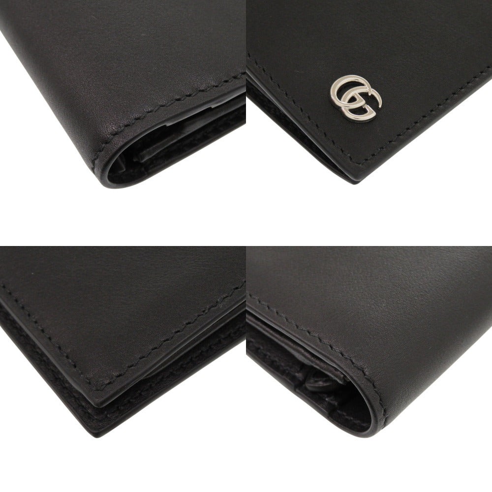 GUCCI Long Wallet Purse 835054 Grain leather black Double G Long Wallet
