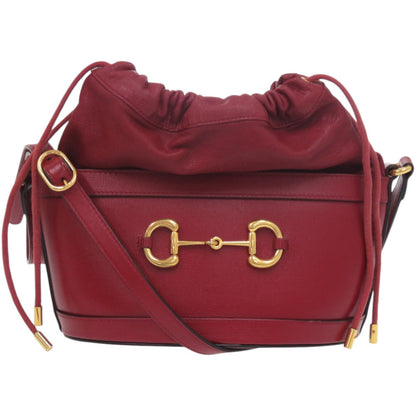 GUCCI Shoulder Bag 602118 525040 leather Red Horsebit 1955 Bucket Bag