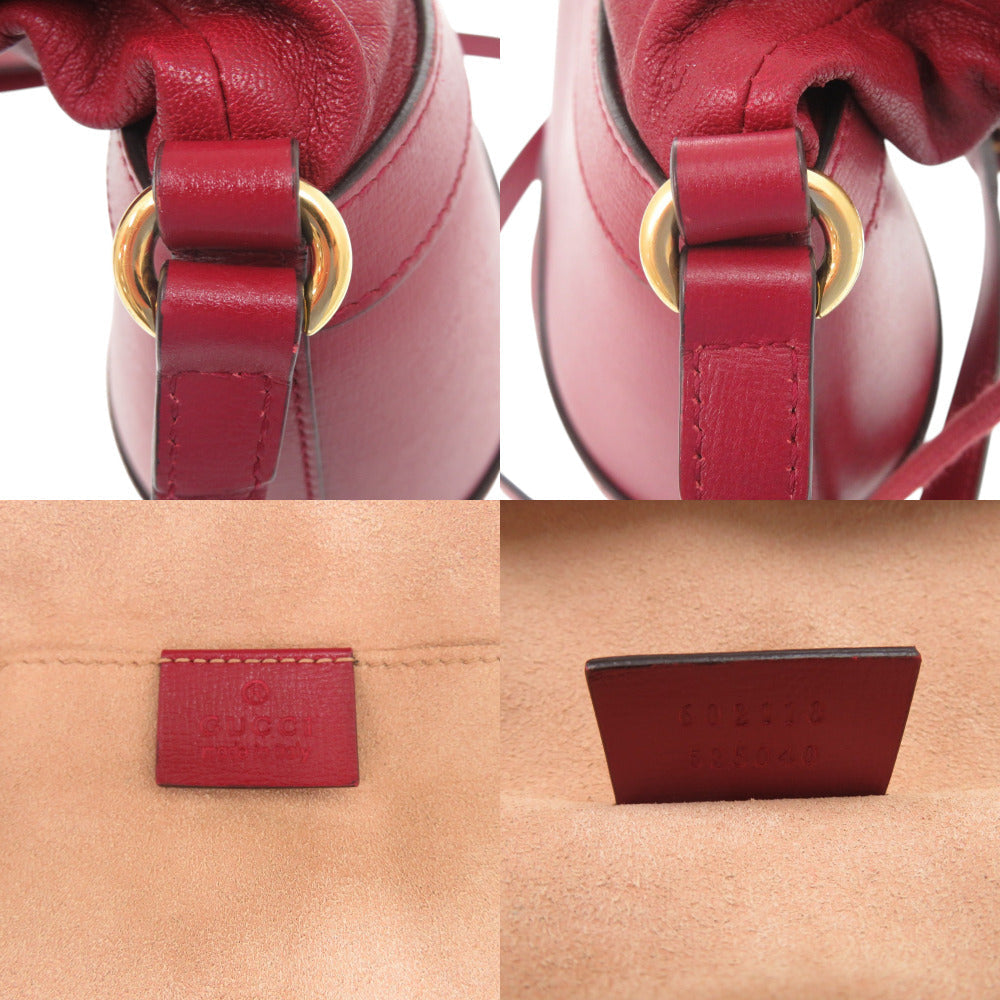 GUCCI Shoulder Bag 602118 525040 leather Red Horsebit 1955 Bucket Bag
