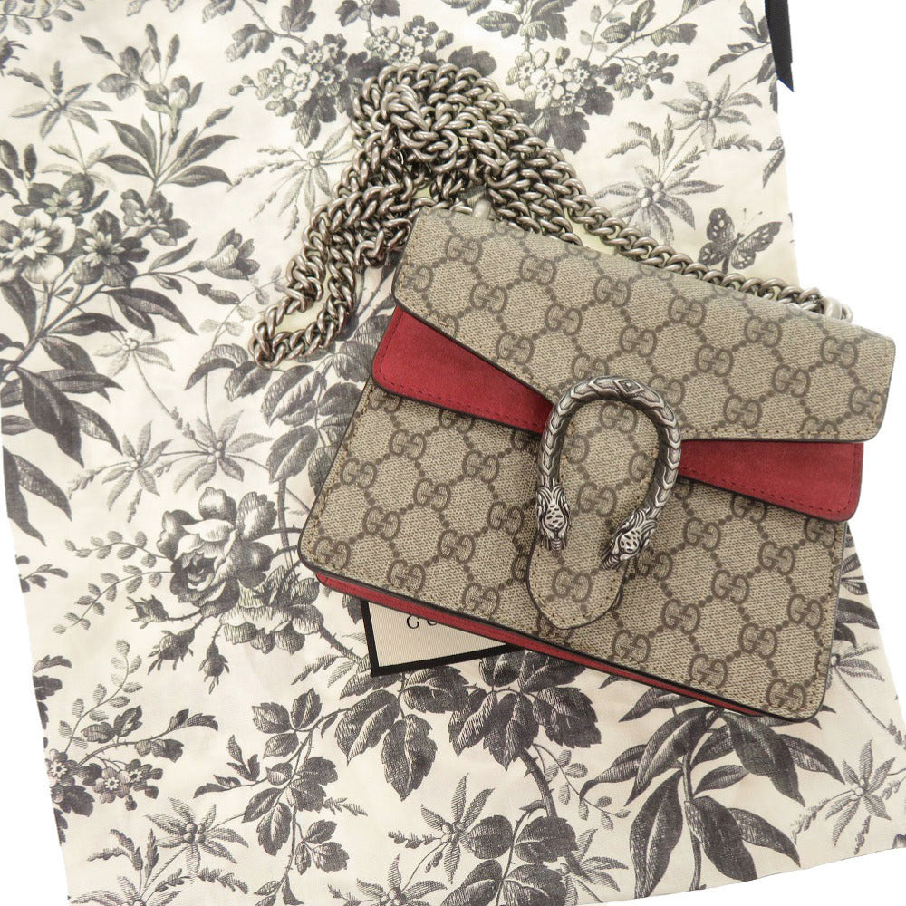 GUCCI Shoulder Bag 421970 GG Supreme, suede beige Dionysus