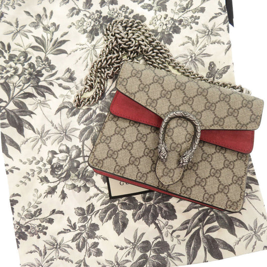 GUCCI Shoulder Bag 421970 GG Supreme, suede beige Dionysus