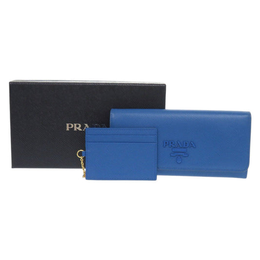 PRADA Long Wallet Purse 1MH132 leather blue