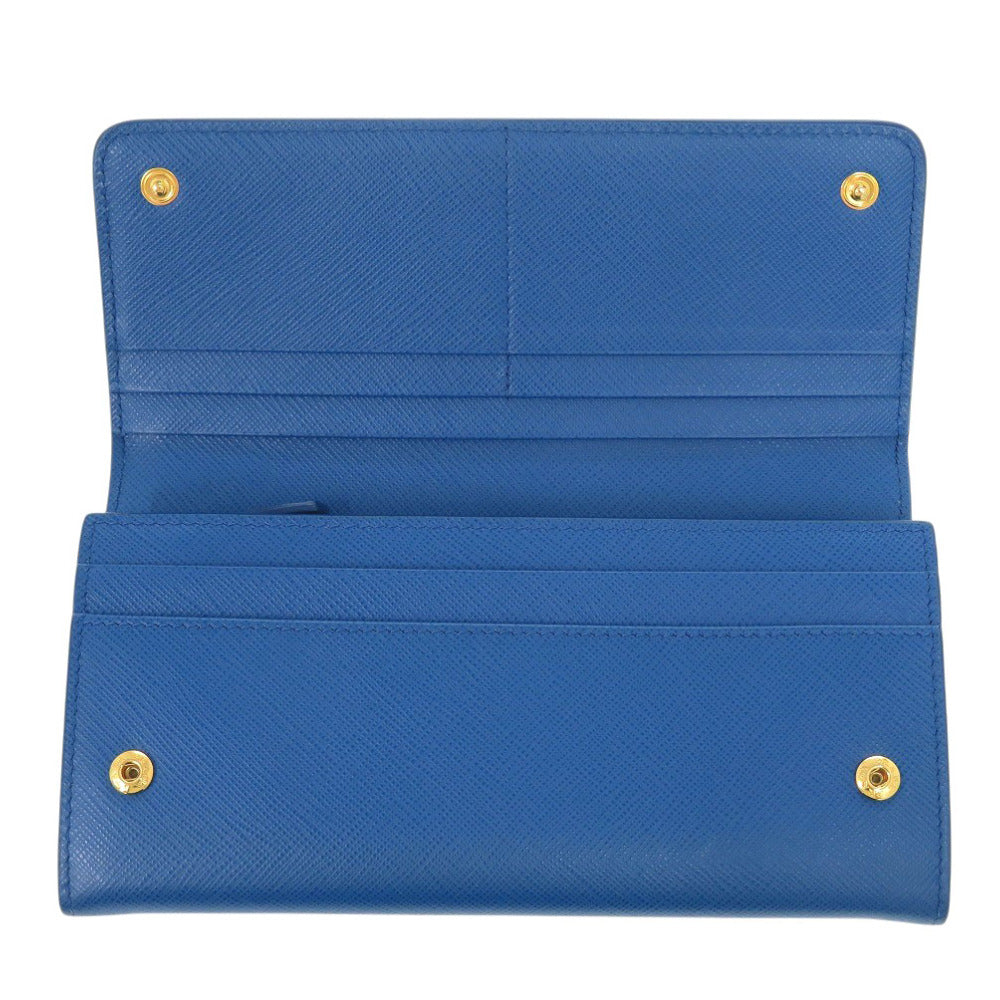 PRADA Long Wallet Purse 1MH132 leather blue
