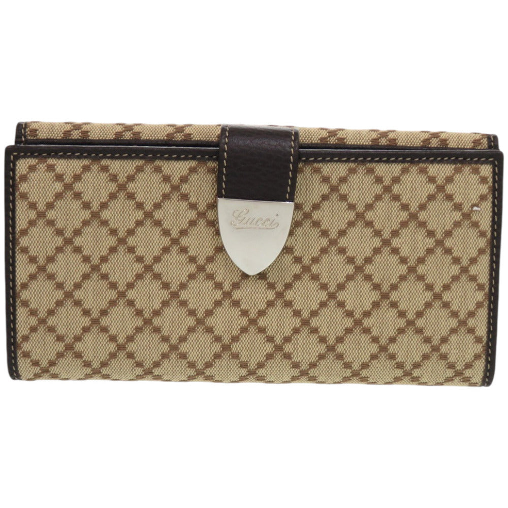 GUCCI Long Wallet Purse 231837 Canvas, Leather Brown Diamante