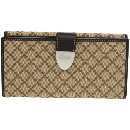GUCCI Long Wallet Purse 231837 Canvas, Leather Brown Diamante