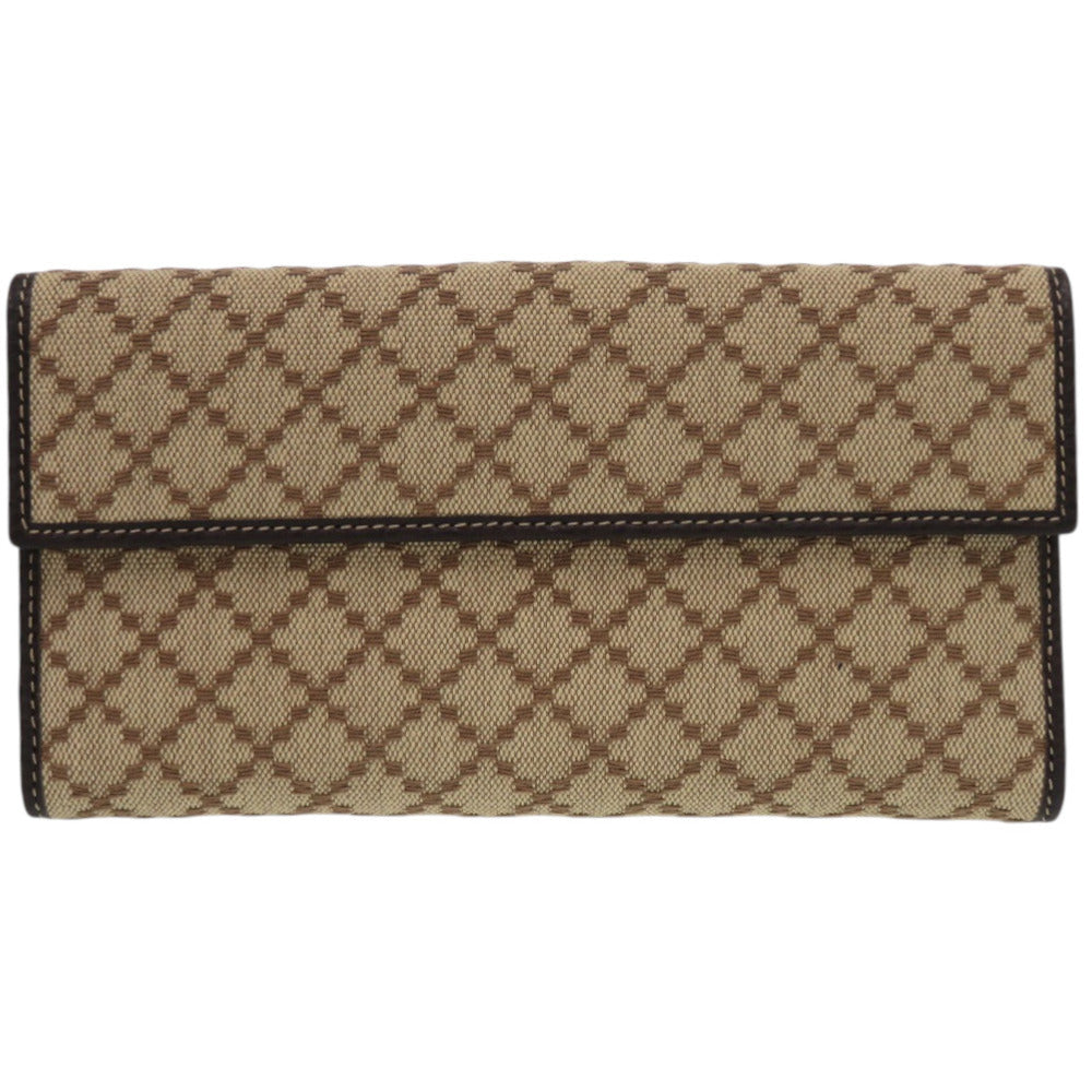 GUCCI Long Wallet Purse 231837 Canvas, Leather Brown Diamante