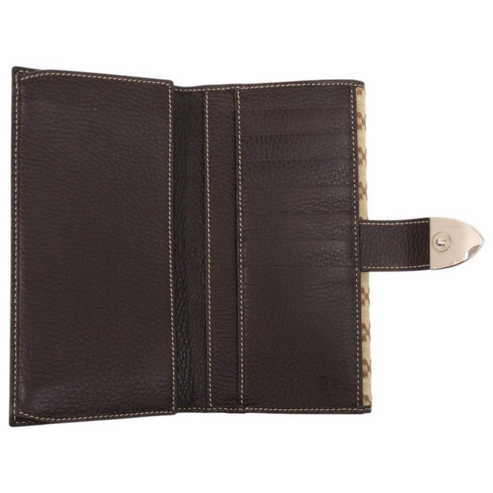GUCCI Long Wallet Purse 231837 Canvas, Leather Brown Diamante
