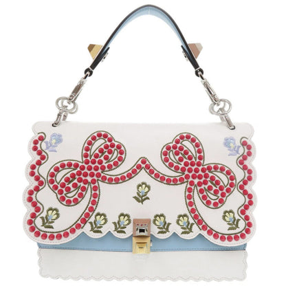 FENDI Handbag leather white Canai Studs