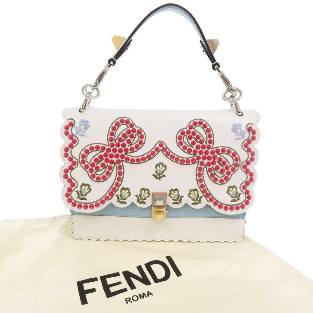 FENDI Handbag leather white Canai Studs