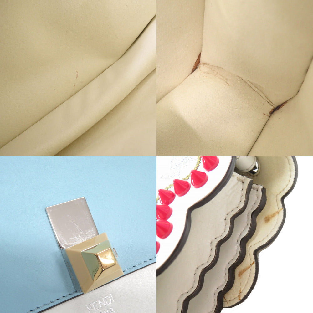 FENDI Handbag leather white Canai Studs