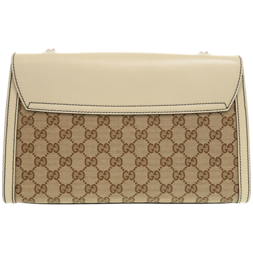 GUCCI Shoulder Bag 295402 520931 GG canvas, leather white Emily Horsebit