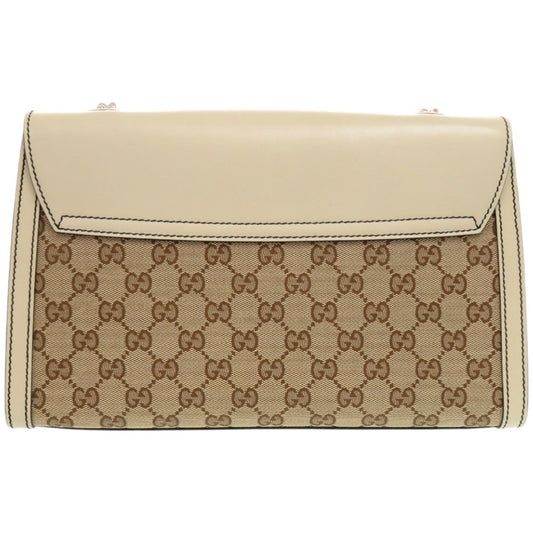 GUCCI Shoulder Bag 295402 520931 GG canvas, leather white Emily Horsebit