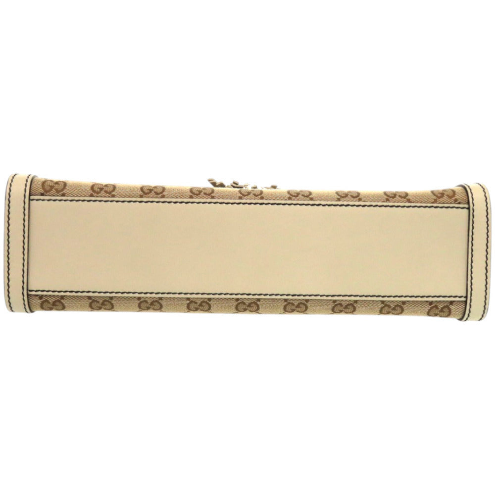 GUCCI Shoulder Bag 295402 520931 GG canvas, leather white Emily Horsebit