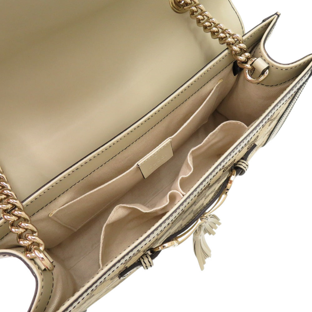 GUCCI Shoulder Bag 295402 520931 GG canvas, leather white Emily Horsebit