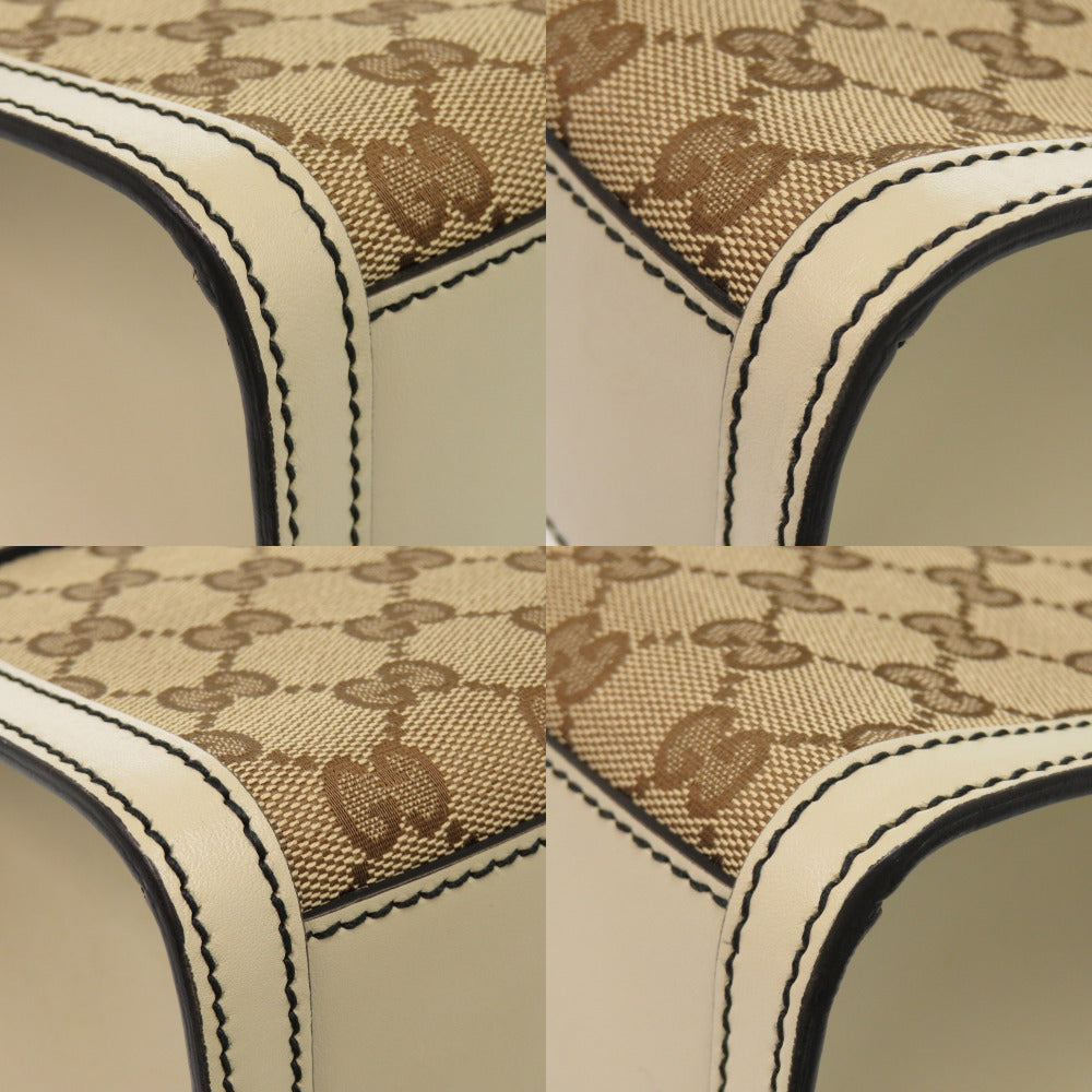 GUCCI Shoulder Bag 295402 520931 GG canvas, leather white Emily Horsebit